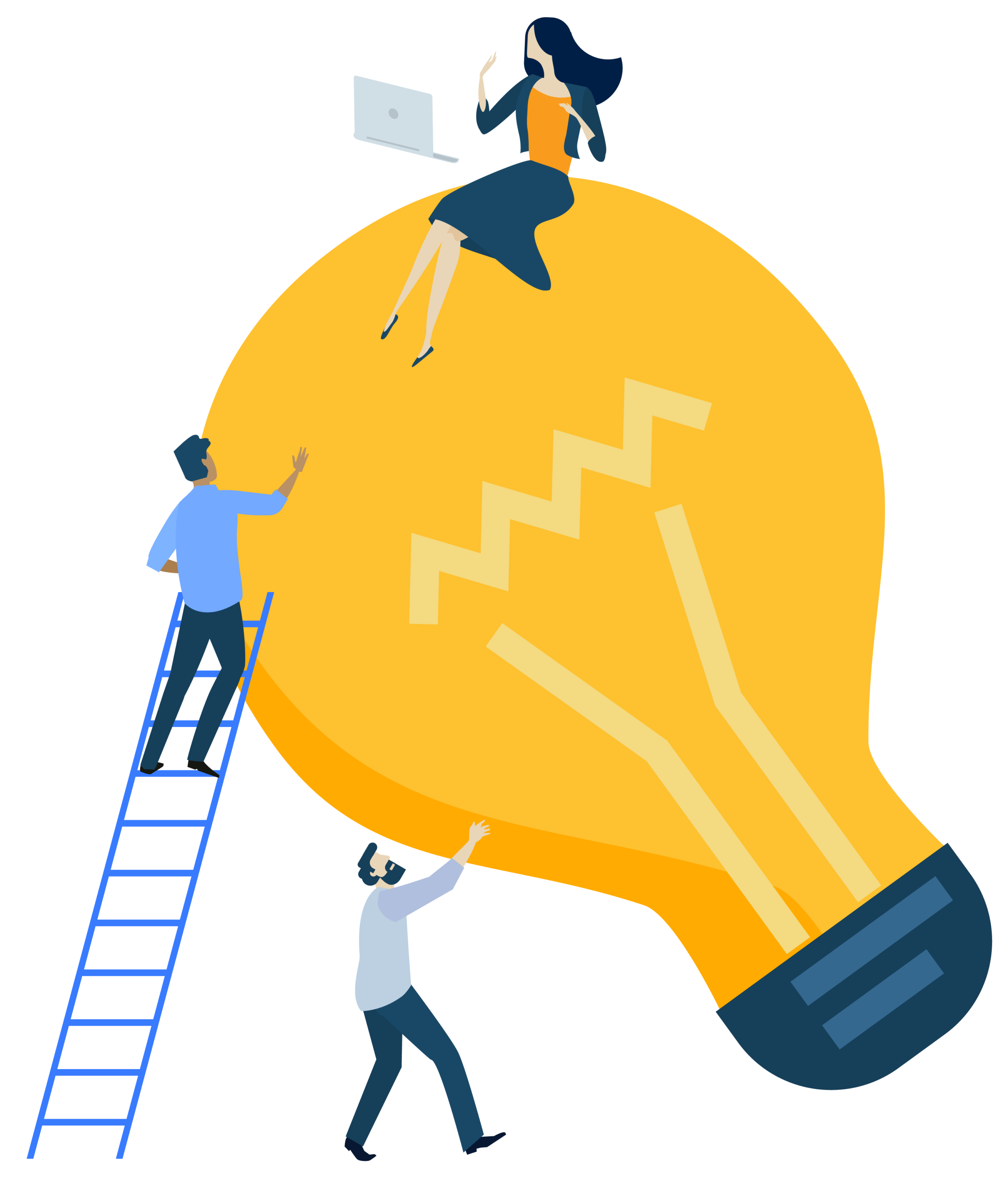 vector graphic - woman on a lightbulb