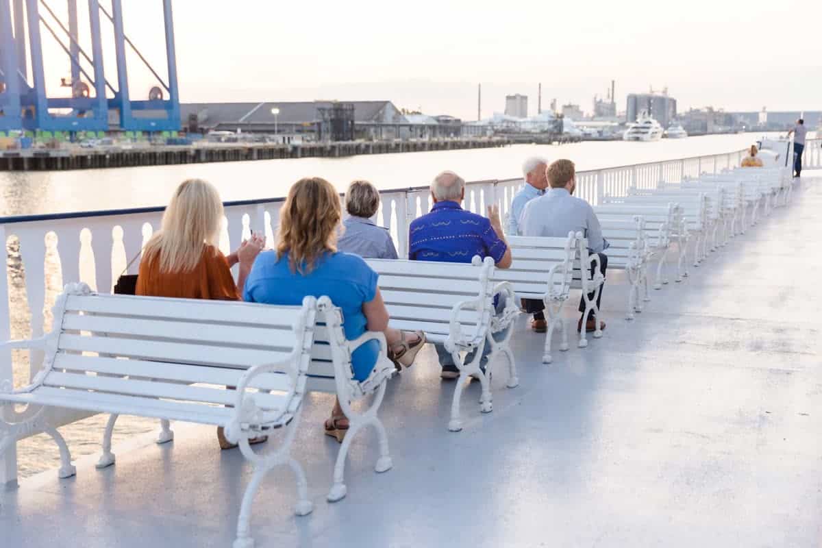 Attendees seated on riverboat benches at Ignite 2026
